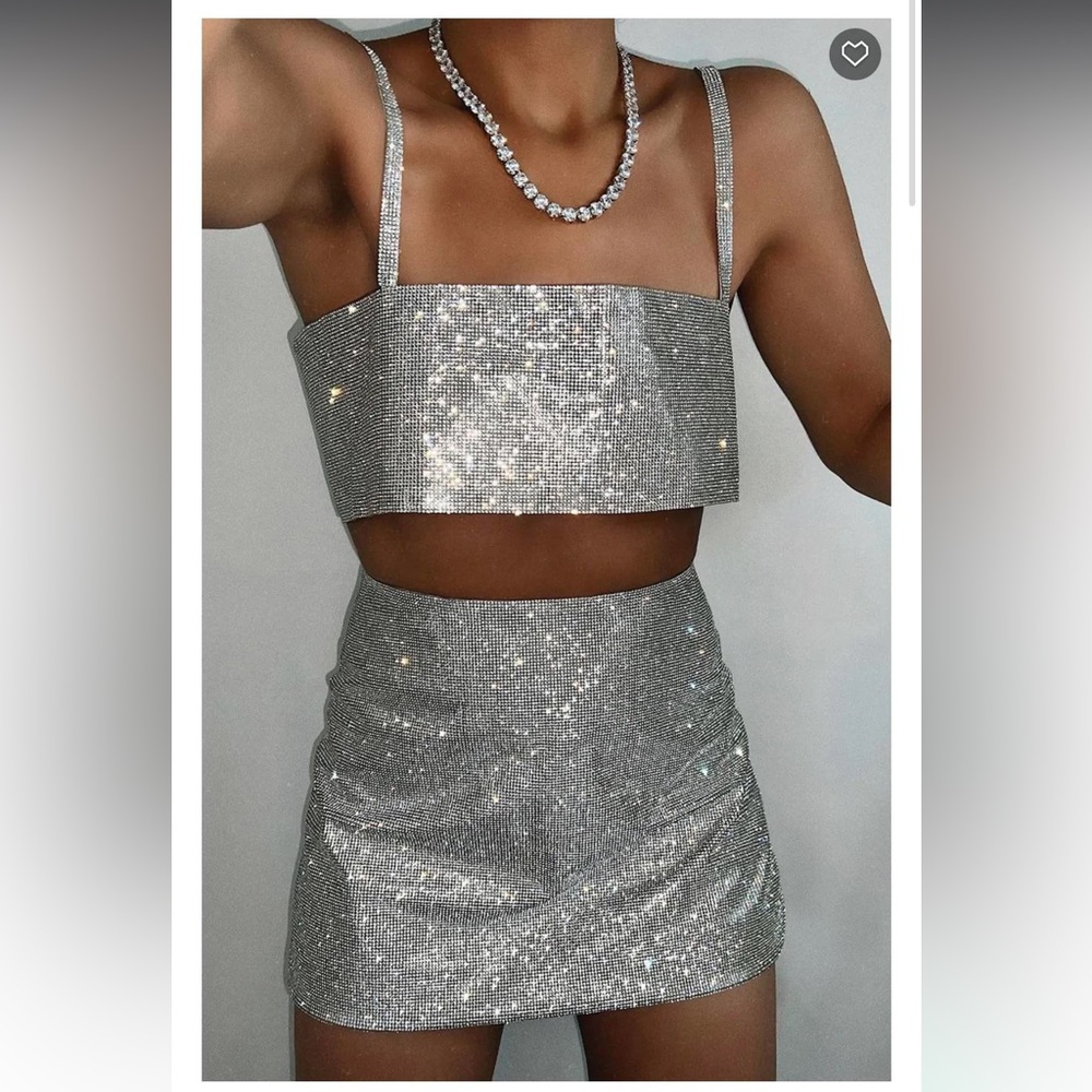 One Last Time Crop Top and Mini Skirt Set White Fox